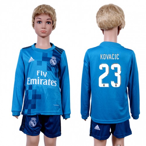 Real Madrid #23 Kovacic Sec Away Long Sleeves Kid Soccer Club Jersey